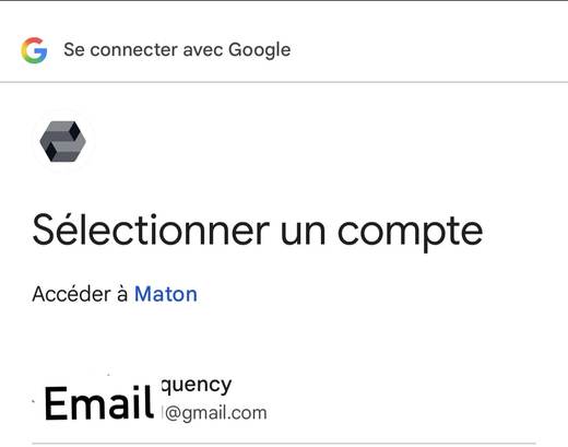 Écran Google : sélectionner un compte